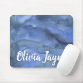 Gemuteerde Waterverf Blauwe textuur Naam Aangepast Muismat (Met muis)