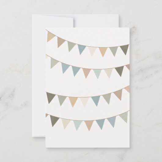 Gemutst pastel bunting baby shower RSVP insert (Achterkant)