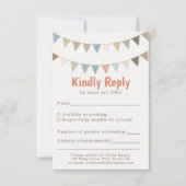 Gemutst pastel bunting baby shower RSVP insert Kaartje (Voorkant)