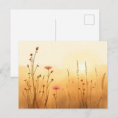 Gemutste Golden Sunrise met Waterverf Wildflowers Briefkaart (Voorkant / Achterkant)