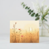 Gemutste Golden Sunrise met Waterverf Wildflowers Briefkaart (Staand voorkant)