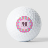 Gemutste roze preppy argyle aangepaste monogram da golfballen (Voorkant)