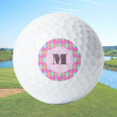 Gemutste roze preppy argyle aangepaste monogram da golfballen