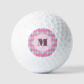 Gemutste roze preppy argyle aangepaste monogram da golfballen (Voorkant)