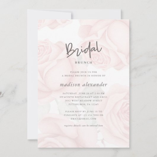 Gemutte Bloemblush bruidsbrunch Kaart (Voorkant)