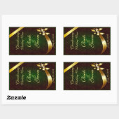 Gemutte groene kant & gouden bruiloft wijnlabel St Rechthoekige Sticker (Vel)