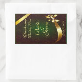 Gemutte groene kant & gouden bruiloft wijnlabel St Rechthoekige Sticker (Tas)