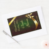 Gemutte groene kant & gouden bruiloft wijnlabel St Rechthoekige Sticker (Envelop)