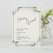 Gemutte groene minimalistische bruiloft uitnodigin kaart (Staand voorkant)