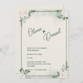 Gemutte groene minimalistische bruiloft uitnodigin kaart (Voorkant / Achterkant)