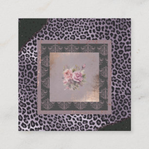 Gemutte lavendel roos grunge stijl bloemen vierkante visitekaartje