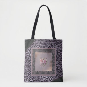 Gemutte lavendel roos grunge stijl floral canvas t tote bag