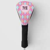 Gemutte Roze preppy argyle aangepaste monogram dam Golfheadcover (Voorkant)