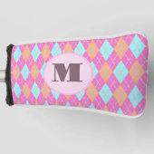 Gemutte Roze preppy argyle aangepaste monogram dam Golfheadcover (Voorkant)