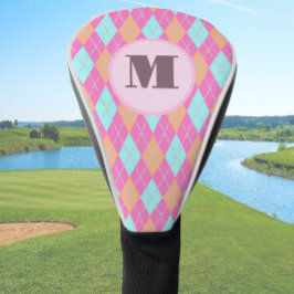 Gemutte Roze preppy argyle aangepaste monogram dam Golfheadcover