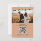 Gemutte Terracotta Minimalistische QR-code Fotobru RSVP Kaartje (Voorkant)