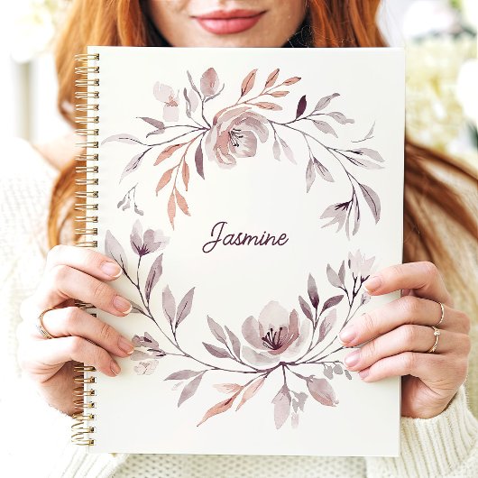 Gemutte Waterverf Bloemenkrans Aangepaste naam Planner