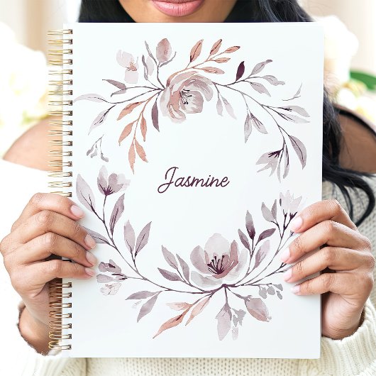 Gemutte Waterverf Bloemenkrans Aangepaste naam Planner