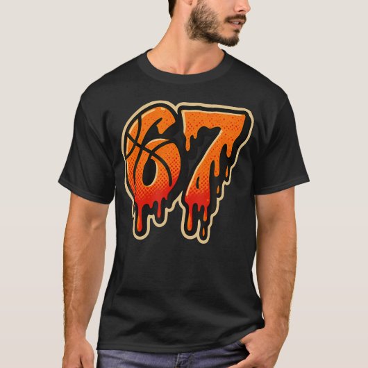 Gen Alpha Slang 67 Basketbal Ijs Drip Six T-shirt (Voorkant)