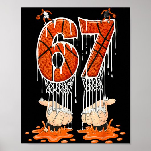 Gen Alpha Slang Kids 67 Basketball Ice Cream Drip  Poster (Voorkant)