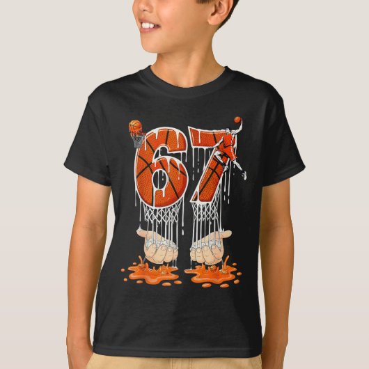 Gen Alpha Slang Kids 67 Basketball Ice Cream Drip  T-shirt (Voorkant)