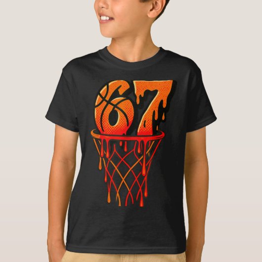 Gen Alpha Slang Kids 67 Basketball Ice Cream Drip  T-shirt (Voorkant)
