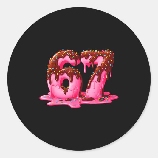 Gen Alpha Slang Kids 67 Ice Cream Drip Six Seven  Ronde Sticker (Voorkant)