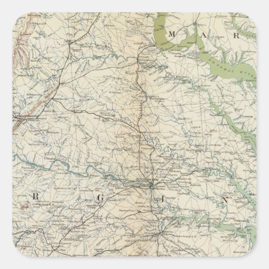 Gen. kaart II Vierkante Sticker (Voorkant)