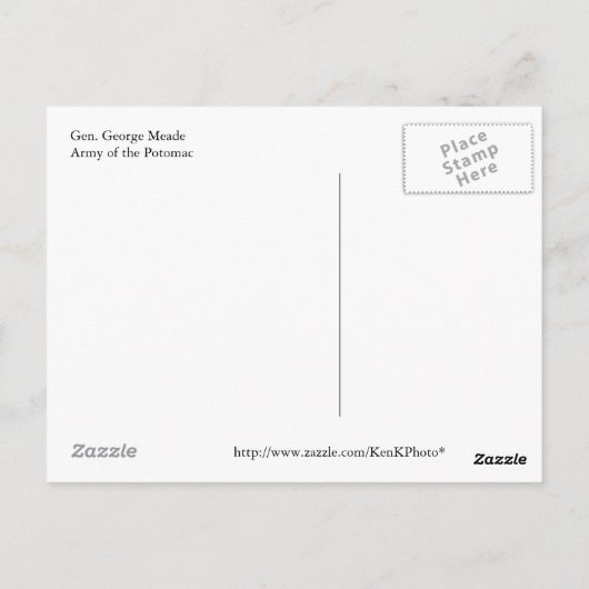 Gen. Meade bij het Briefkaart Gettysburg (Achterkant)