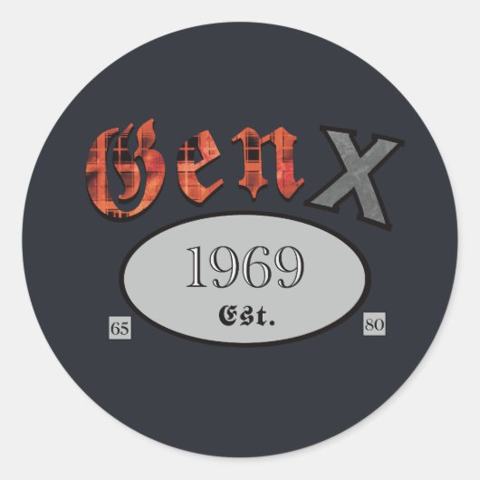 Gen X 1969 Ronde Sticker (Voorkant)