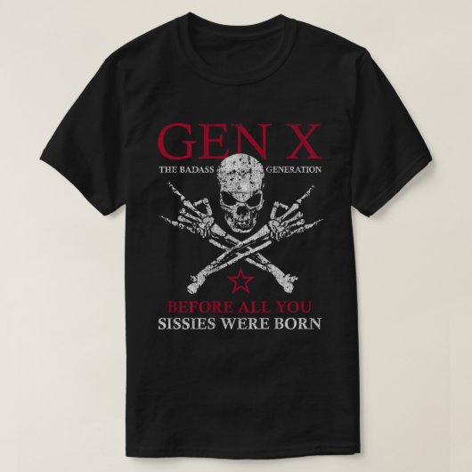 Gen X De Badass Generation Skull Rock Hand T-shirt (Design voorkant)