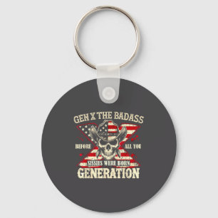 Gen X De Slechte Generatie Schedel Retro Citaat Sleutelhanger
