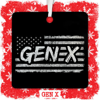 Gen X Gen Xer Generation X Amerikaanse vlag Gen X Metalen Ornament