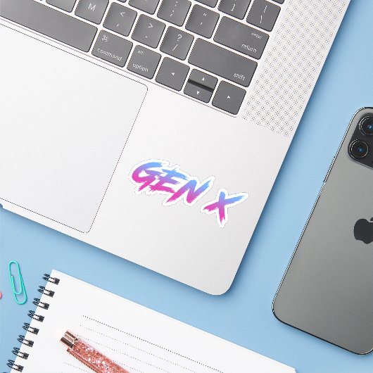 Gen X Generation X Retro  Sticker (Laptop met iPhone)