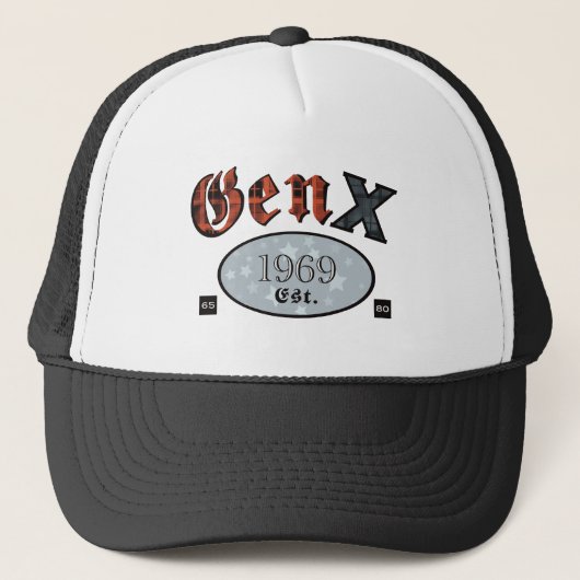 Gen X (Gepersonaliseerd geboortejaar 1969) Trucker Pet (Voorkant)