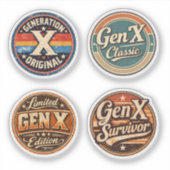 Gen X Retro Sticker Set – Vintage Generatie X (Voorkant)