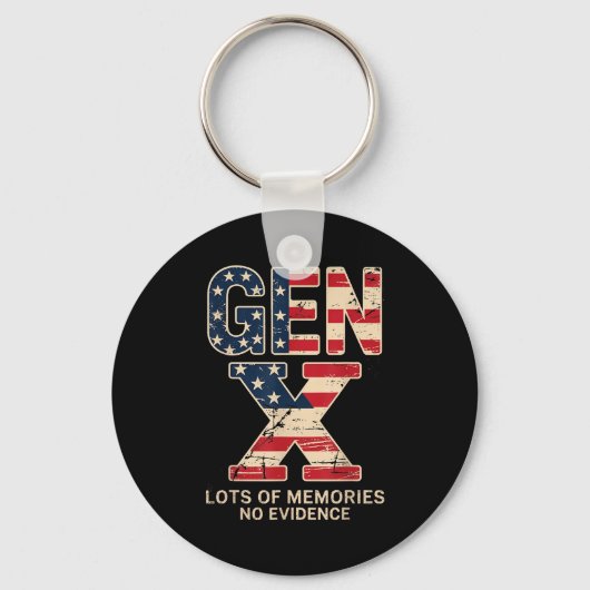 Gen X Veel Herinneringen Geen Bewijs Grappig Retro Sleutelhanger (Voorkant)