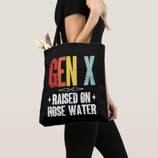 Gen X verhoogd op slangwater, Generation X Retro Tote Bag (Dichtbij)