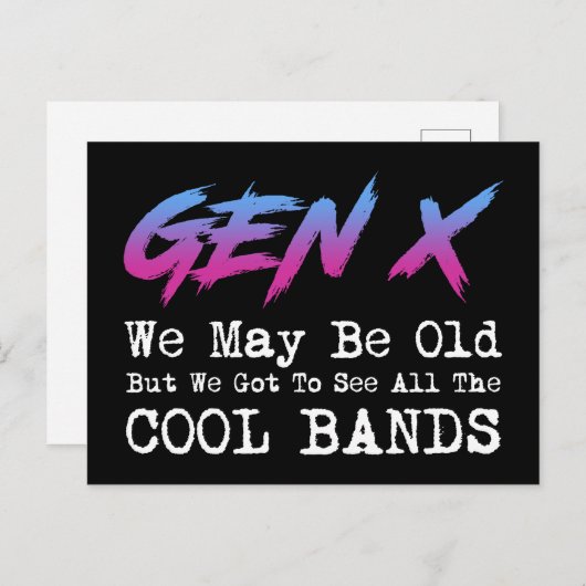 Gen X - We moeten alle coole bands zien Briefkaart (Voorkant / Achterkant)