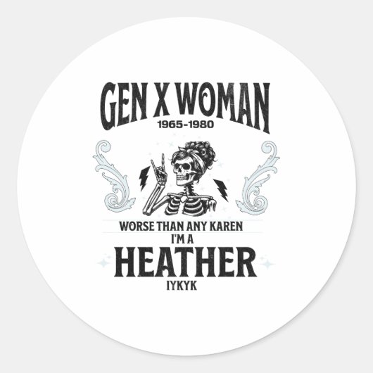 Gen X Woman Funny Ronde Sticker (Voorkant)