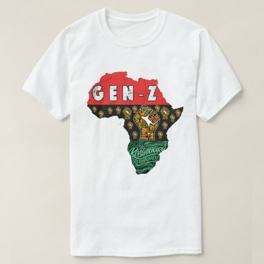 Gen Z Pan-Afrikaanse Revolutionair Afrika T-shirt (Design voorkant)