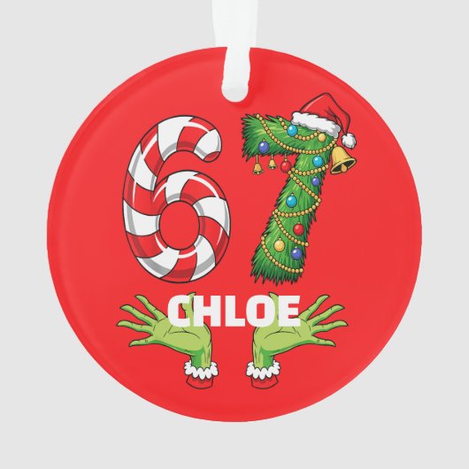Gen Z “Six Seven” Ornament – Customizable Festive  (achterkant)