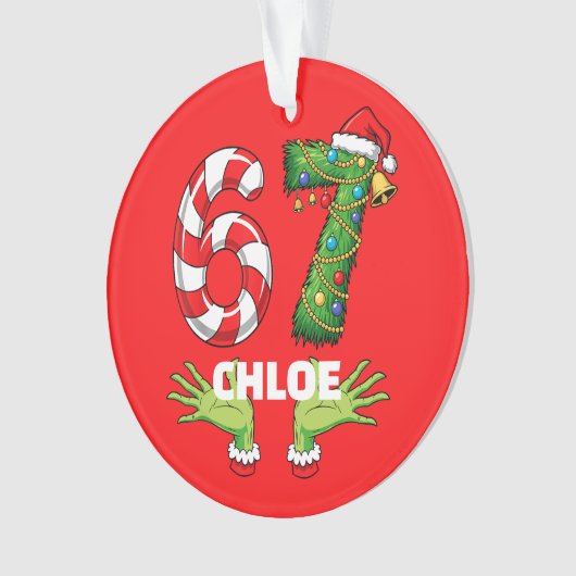 Gen Z “Six Seven” Ornament – Customizable Festive (voorkant)