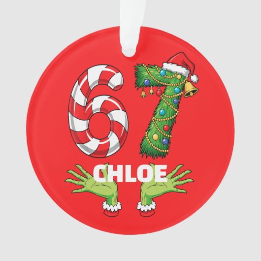 Gen Z “Six Seven” Ornament – Customizable Festive  (voorkant)