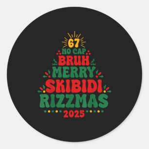 Gen Z Tiener Slang Kerstmis 2025 Brainrot Meme Tie Ronde Sticker