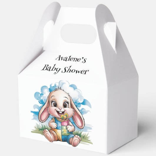 Genaaid Patchwork Schattige Bunny & Pacifier Baby  Bedankdoosjes (Voorkant)