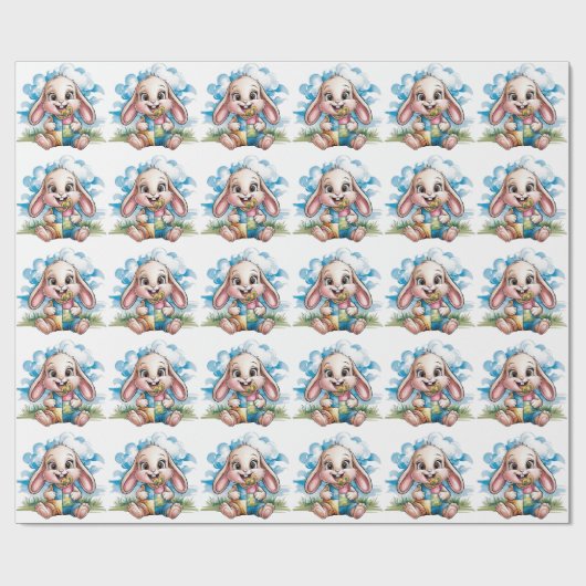 Genaaid Patchwork Schattige Bunny & Pacifier Baby  Cadeaupapier (Vlak)