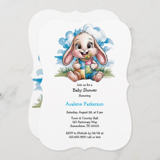 Genaaid Patchwork Schattige Bunny & Pacifier Baby  Kaart (Voorkant / Achterkant)