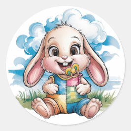Genaaid Patchwork Schattige Bunny & Pacifier Baby  Ronde Sticker