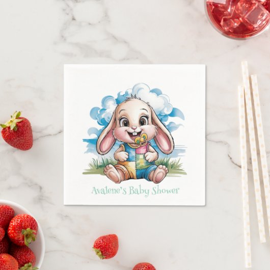 Genaaid Patchwork Schattige Bunny & Pacifier Baby  Servet (Insitu)